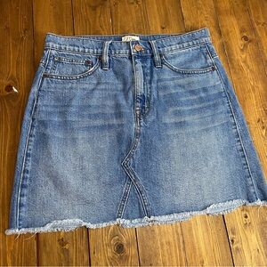 J Crew size 28 Jean denim mini skirt frayed hem